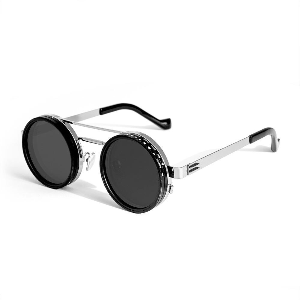 9-stufig verstellbare Dimmbrille ND2-400 Angel-Sonnenbrille Modische Polarisierte Sonnenbrille Outdoor Silver