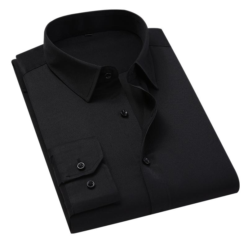 Übergröße 5XL 6XL 7XL 8XL Herren Unifarbenes Businesshemd Mode Lässig Schlank Weiß Langarmhemd Männliche Markenkleidung 5XL schwarz