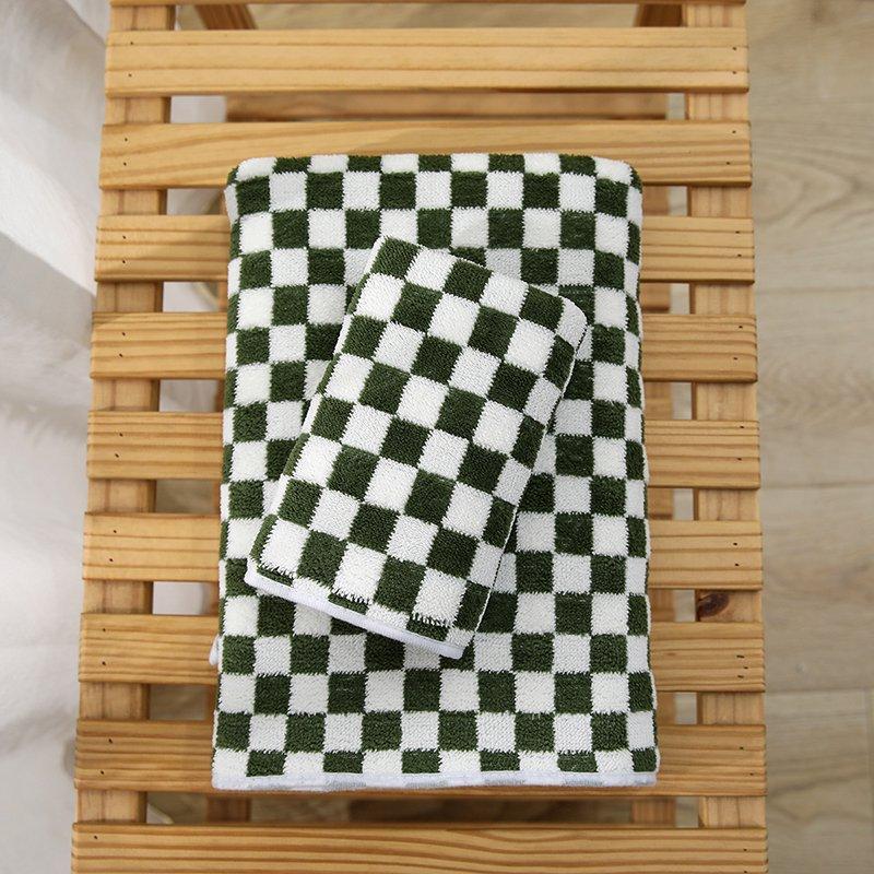 Schachbrett-Karo-Badetuch für Damen, Erwachsenen-Gesichtswaschtuch, Korallen-Samt, Wasserabsorbierend, Winddicht, Verdicktes Badetuch 35*75cm