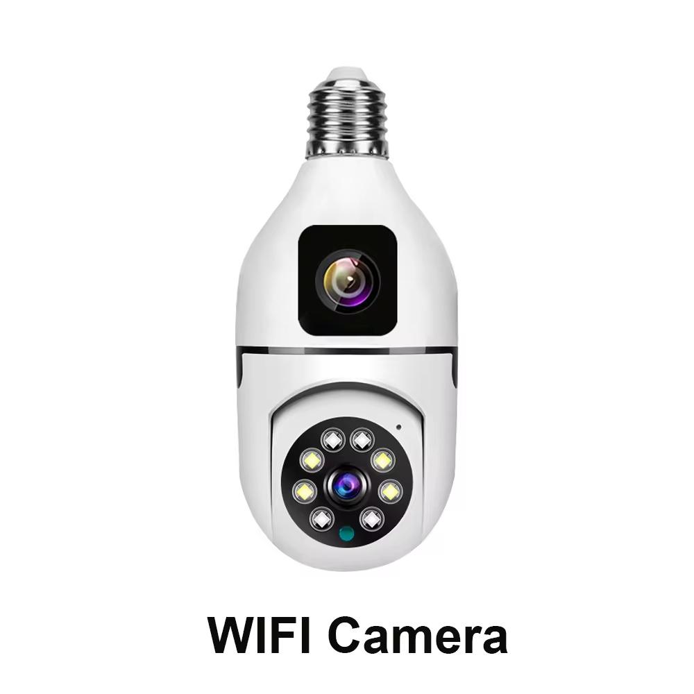 4MP E27 Dual Lens Bulb Kamera APP V380 WiFi 1080P Nachtsicht 360 PTZ Kamera Personenverfolgung CCTV Sicherheitsmonitor Zwei-Wege-Gespräch 4MP Camera weiß
