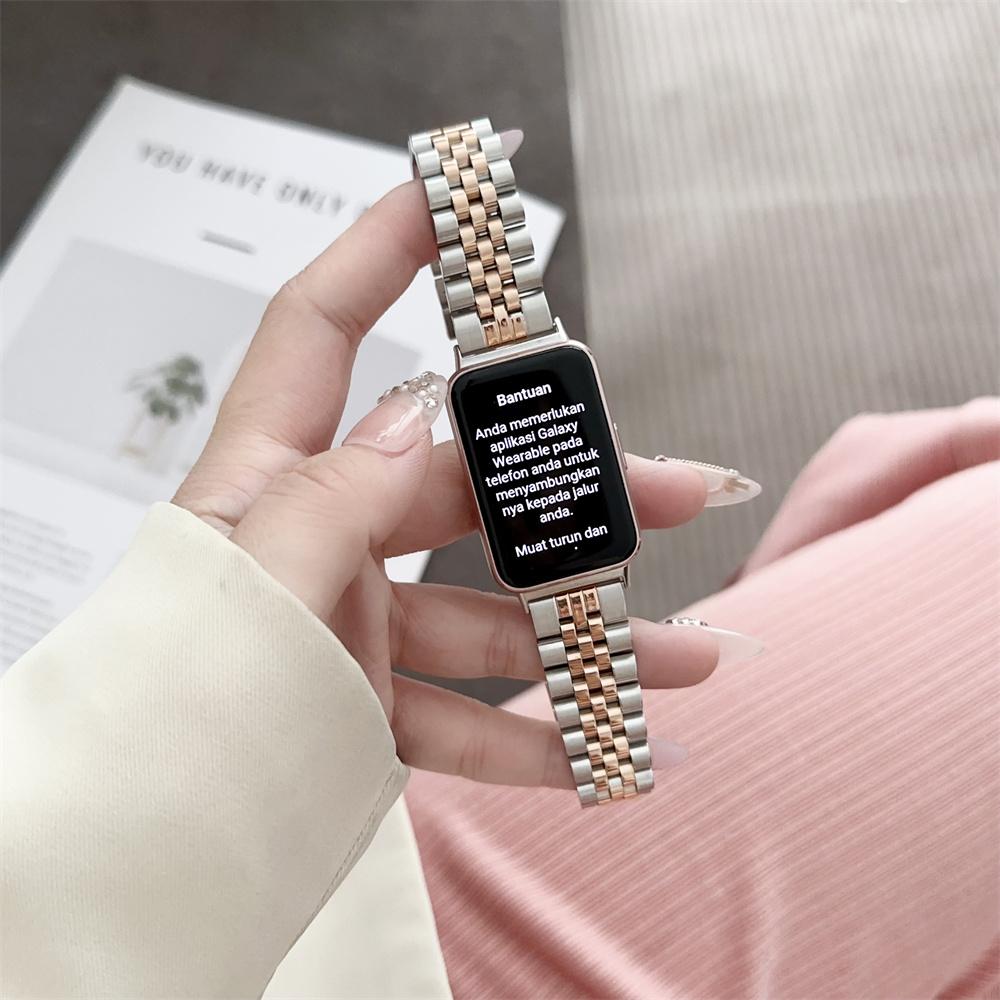 Armband für Huawei Watch Fit 3, Edelstahlarmband, Luxus-Metallband, Armband für Huawei Fit 3, Zubehör For Huawei Watch Fit 3 silber/rose gold