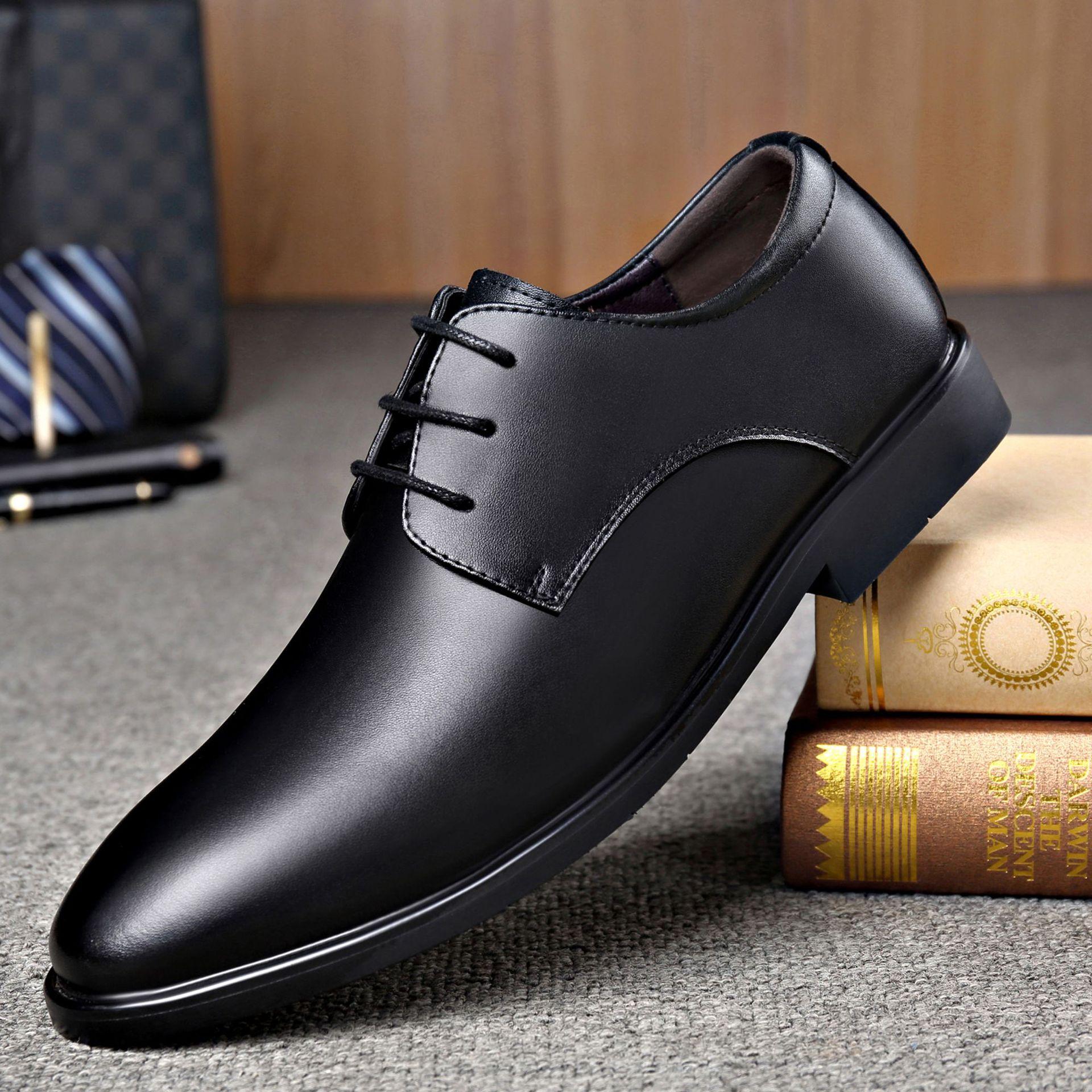 Echtes Leder Schnürschuhe Herren Business Formal Lederschuhe Herren Niedrig geschnitten Koreanische Performance Schuhe Hochzeitsschuhe Herren 43