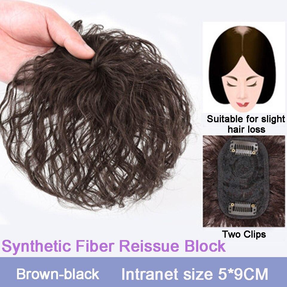 LUPU Haarspange für Damen, synthetische Maisdauerwelle, Haarverlängerung, Haarteile, Verschluss, natürliches Ponyhaar, Schwarzbraun