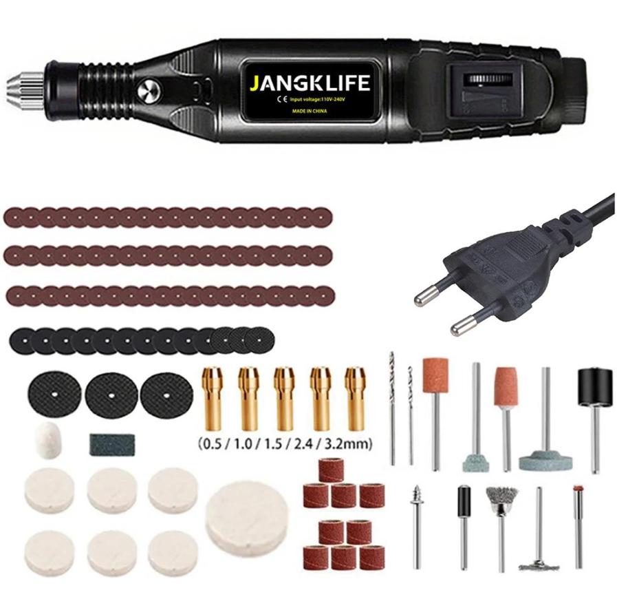 9-V-Mini-Bohrmaschine, elektrischer Schnitzstift, Bohrmaschine mit variabler Geschwindigkeit, Rotationswerkzeug-Kit, Gravierstift zum Schleifen und Polieren schwarz