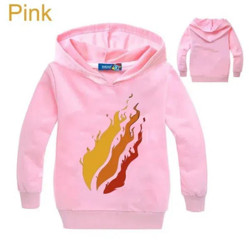 Neue Kinderkleidung PrestonPlayz Hoodie Feuer-Logo Inspirierte Sweatshirts Preston Playz Merch Sweatshirt für Jungen und Mädchen 160cm rosa