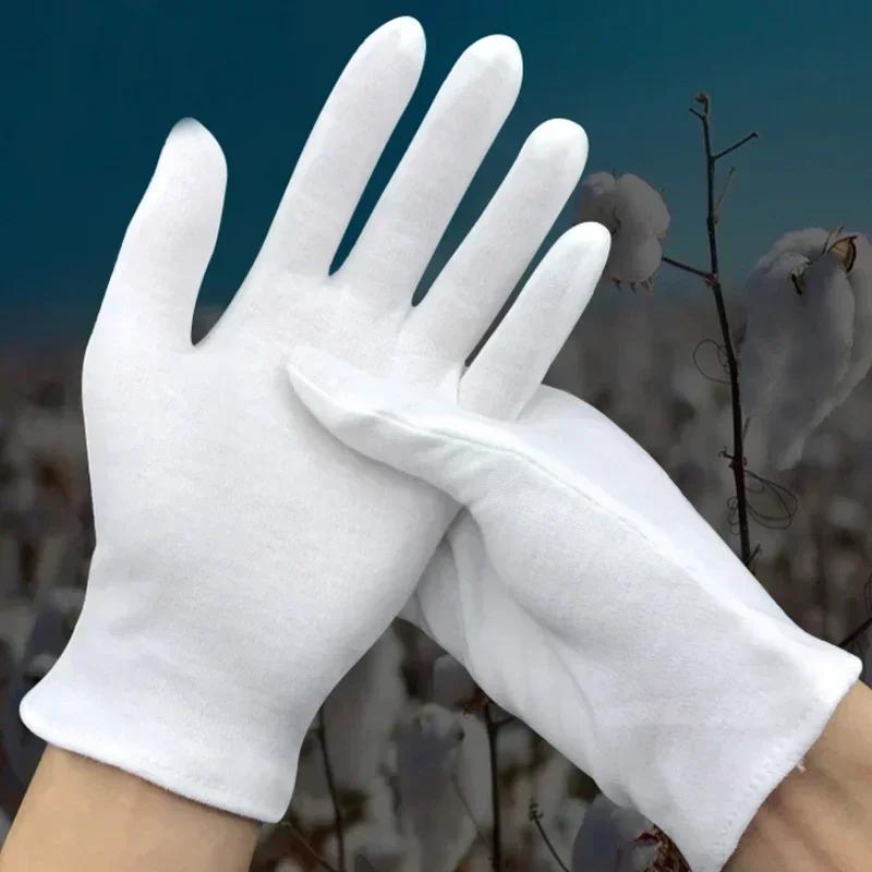 Weiße Weiche Baumwoll-Arbeitshandschuhe für Trockene Hände Handhabung von Folie SPA-Handschuhe Zeremonielle Hochelastische Handschuhe Haushaltsreinigungswerkzeuge men-L
