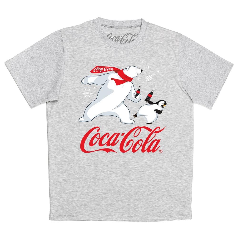 Coca-Cola Unisex-T-Shirt mit Bärenmotiv für Erwachsene M grau