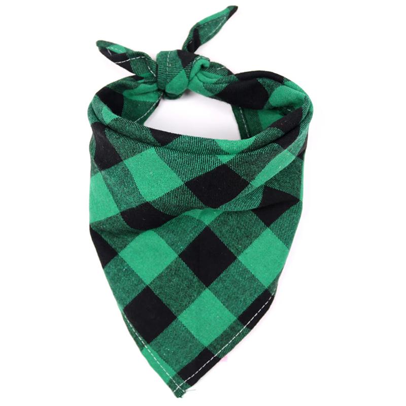 Haustier Hund Bandanas Baumwolle Karomuster Waschbar Dreieckiges Halstuch Lätzchen Fliege Halsband Speichelhandtuch Für Katze Hund Haustier Kostüm Zubehör (green,S) grün