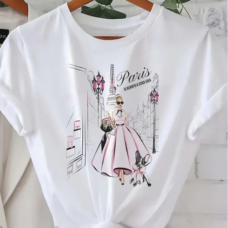 Mode Frauen Mode Mädchen Print T Shirt lustige lässig O-Ausschnitt kurze Ärmel T-shirt Sommer weibliche T-Shirt XS weiß