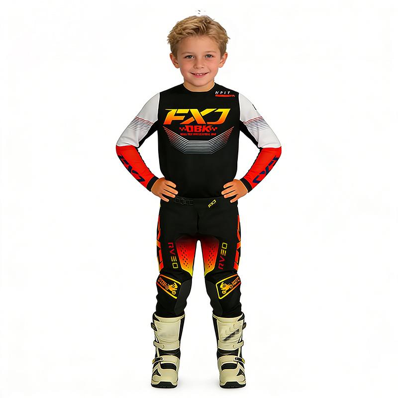 Motocross Kinder Set MX Trikot und Hose Kinder Set Dirt Bike MTB DH UTV Enduro Ausrüstung Kombi Off Road Jugend Rennanzug YS-20 (15-19KG) schwarz