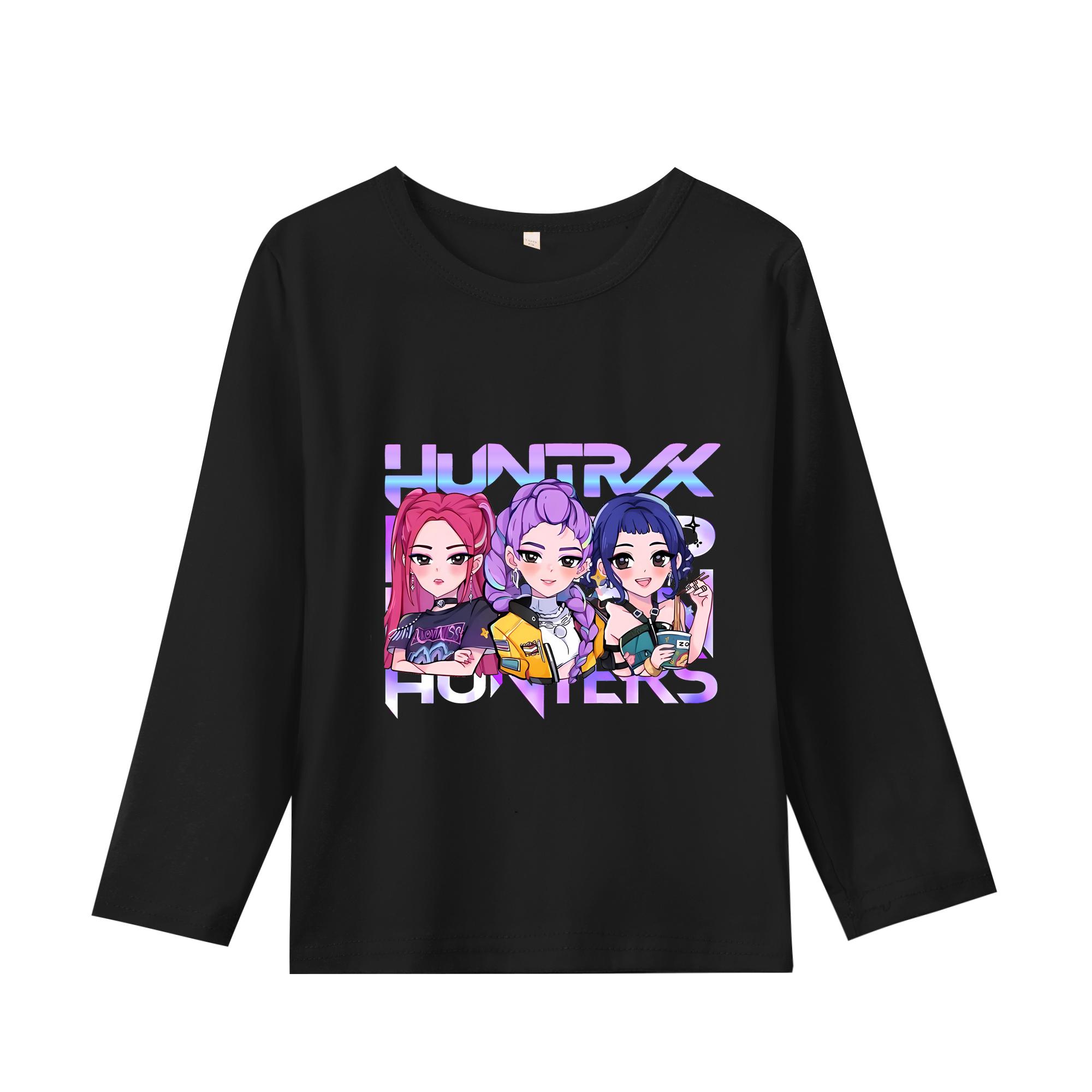 K-Pop Dämonenjägerinnen Langarm-T-Shirts Kawaii Cartoon Bedruckte Oberteile Kinder Freizeit-T-Shirts Herbst Kinderbekleidung 130