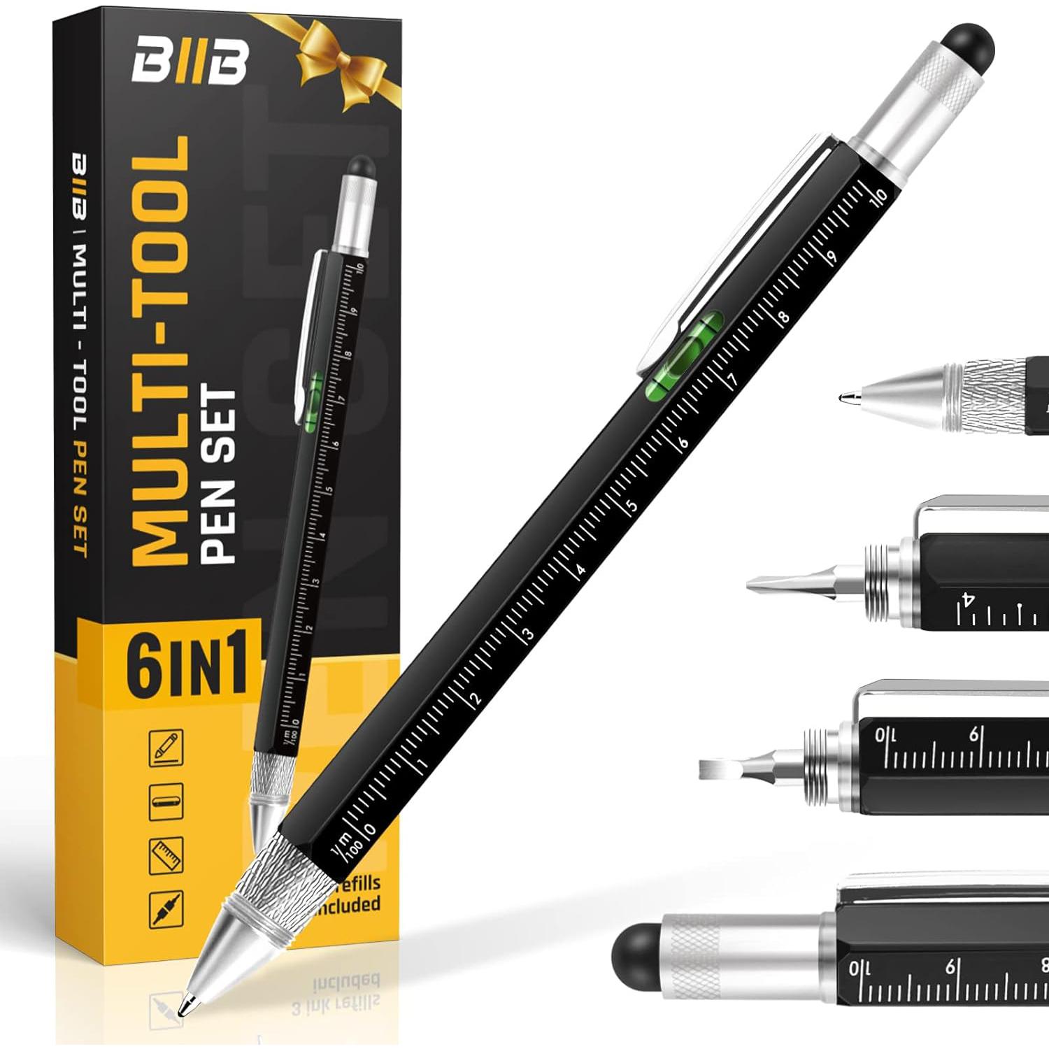 Multifunktionsstift, perfektes Geschenk für Männer zu Weihnachten, einzigartiges Geschenk für Vater, Freund, Opa, Ehemann schwarz