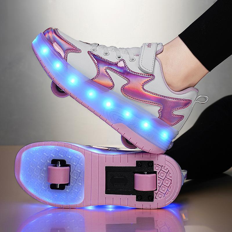 Runaway Shoes Mädchen Rollschuhlaufen Jungen Burst Schuhe Studenten Unsichtbare Schlittschuhe Unsichtbare Mädchen Schuhe mit Rollen 35