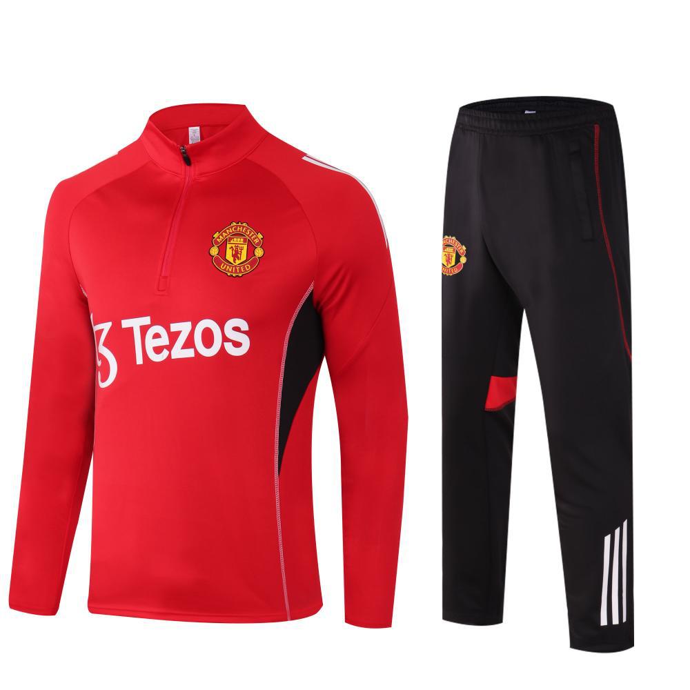 Herbst und Winter Heißes Manchester United Trainings Trikot Arsenal Langarm Halber Reißverschluss Fußball Trikot Kinder Anzug Erwachsenen Anzug S（155-170）cm