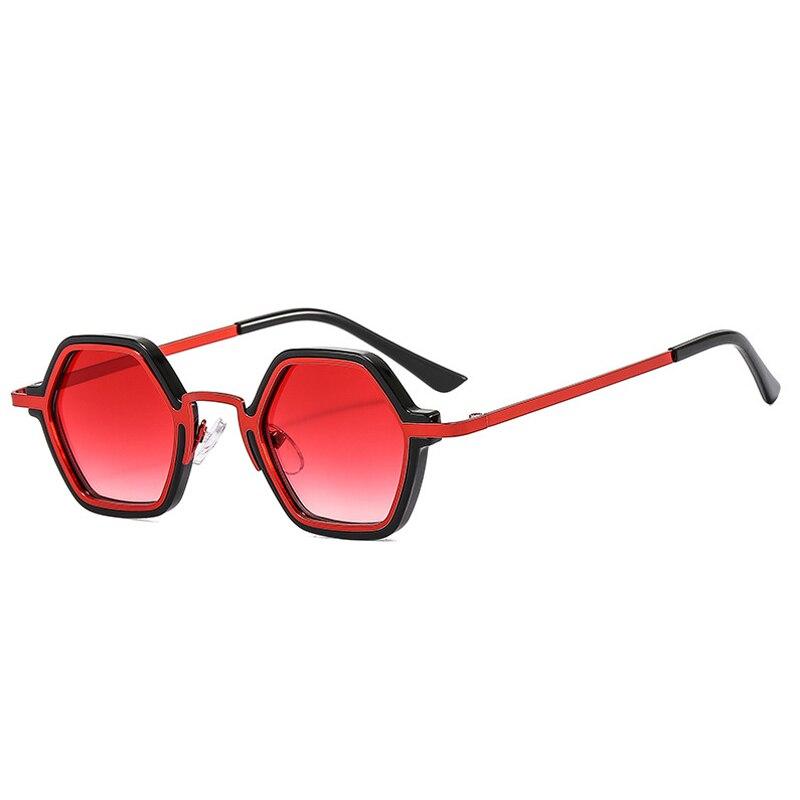 SHAUNA Retro Polygon Quadrat Sonnenbrille Damen Mode Klare Ozean Farbverlauf Linse Brillen Herren Trendig Punk Sonnenbrillen Schattierungen UV400 Black red gradient