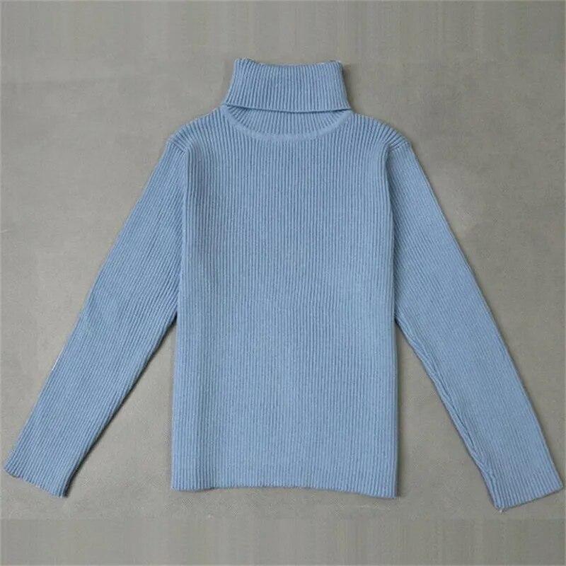 Herbst Winter Kinder Jungen Mädchen Rollkragen Pullover Pullover Gestrickte Pullover Kinder Kleidung 80 blau