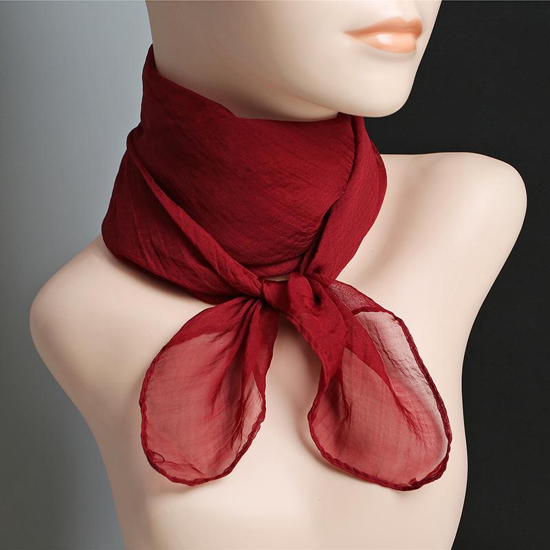 Einfarbiges Taschentuch, Halstücher, Damenmode, Halstuch, Chiffon, Haarbänder, Schal, 70 cm 70x70cm weinrot