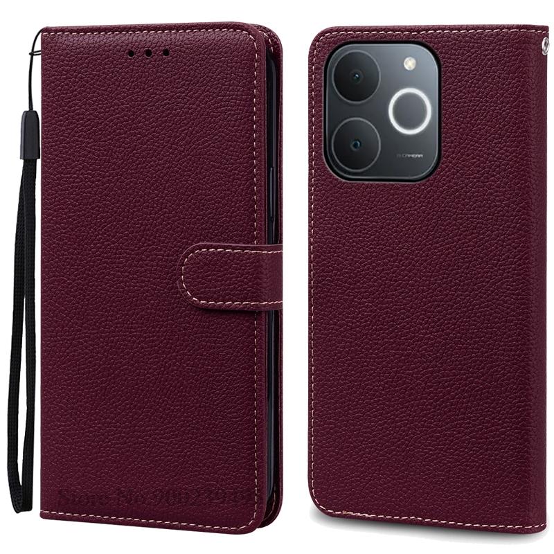 Für Realme Note 70 Hülle Realme Note 70T Hülle Brieftasche Flip Leder Handyhülle Für Realme Note 70T Hülle Note70 Hülle Coque Fundas Note 70  (Note 70T) wein rot