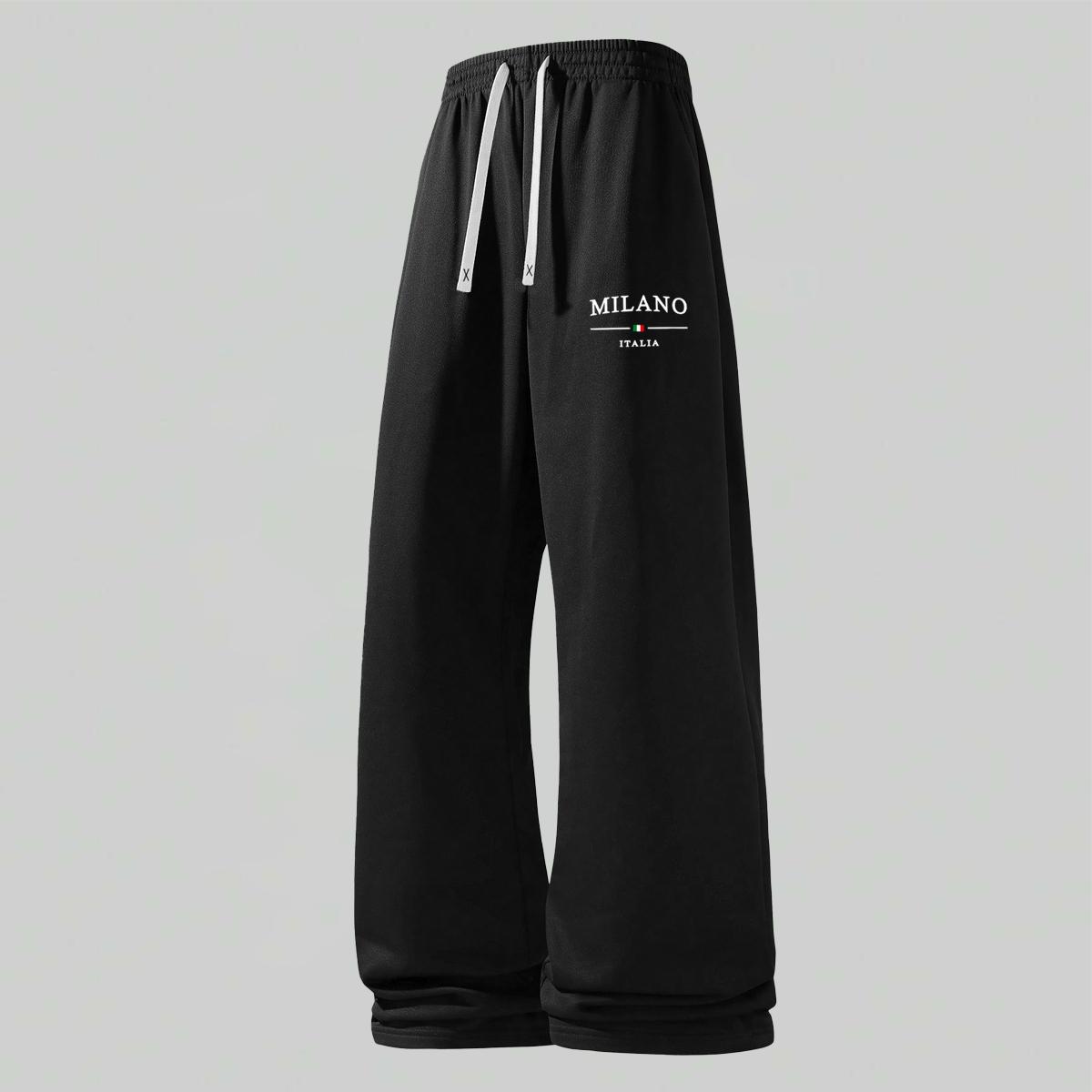 Herren-Jogginghose mit Taschen & Kordelzug - Weite Lounge-Sweathose für Laufstrecke, Yoga, Jogginghosen L schwarz