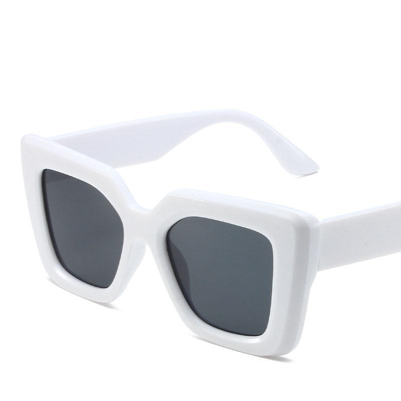 Quadratische Cat-Eye-Sonnenbrille für Damen im Retro-Stil, übergroß, schlicht, groß, große Sonnenbrille für Damen, klobige, dicke Sonnenbrille weiß