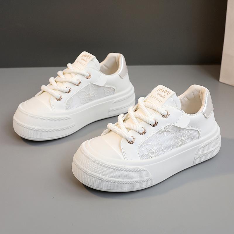 Neue Weiße Schuhe Damen Sommer Atmungsaktive Mesh-Schuhe Dicke Sohle Höhenerhöhende Board-Schuhe Damen Schuhe Mesh Studenten 40