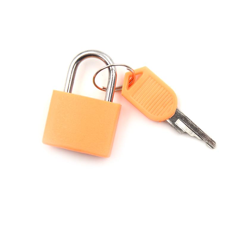 Mini starkes Vorhängeschloss aus Stahl für Reisekoffer, Schubladen, Wohnheimschlösser mit 2 Schlüsseln orange
