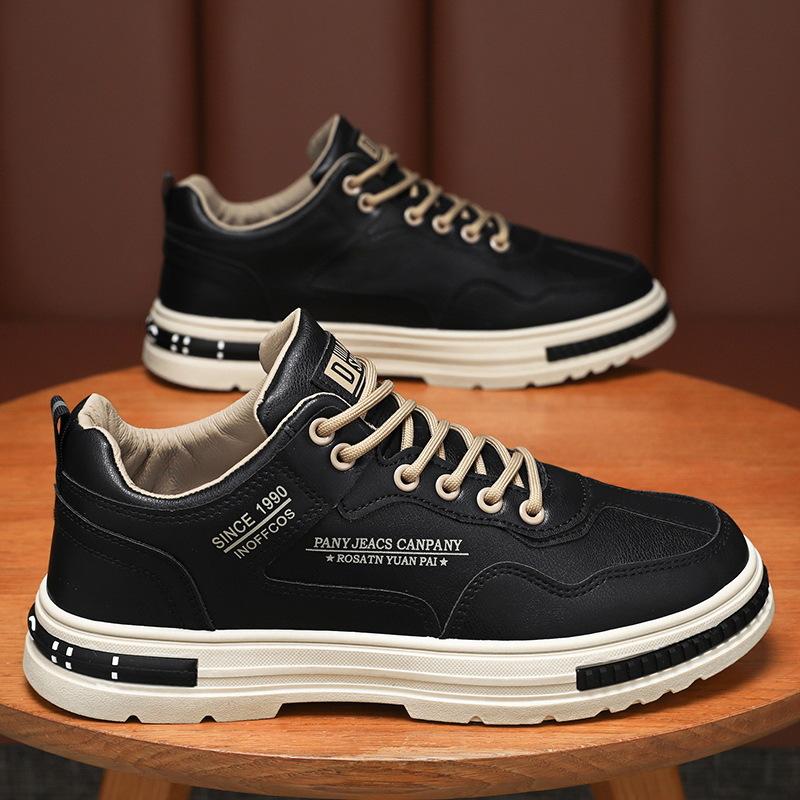 Herbst Neue Atmungsaktive Herrenschuhe Herrenmode Vielseitige Anti-rutsch Verschleiß beständig Arbeitsschuhe Casual Board Schuhe für Männer Turnschuhe 39 black