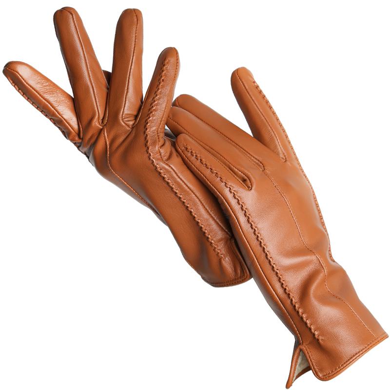 Mode frauen handschuhe Farbe Schaffell Winter Warme Dünne Touchscreen handschuhe Hohe Qualität 8.5 senfgelb