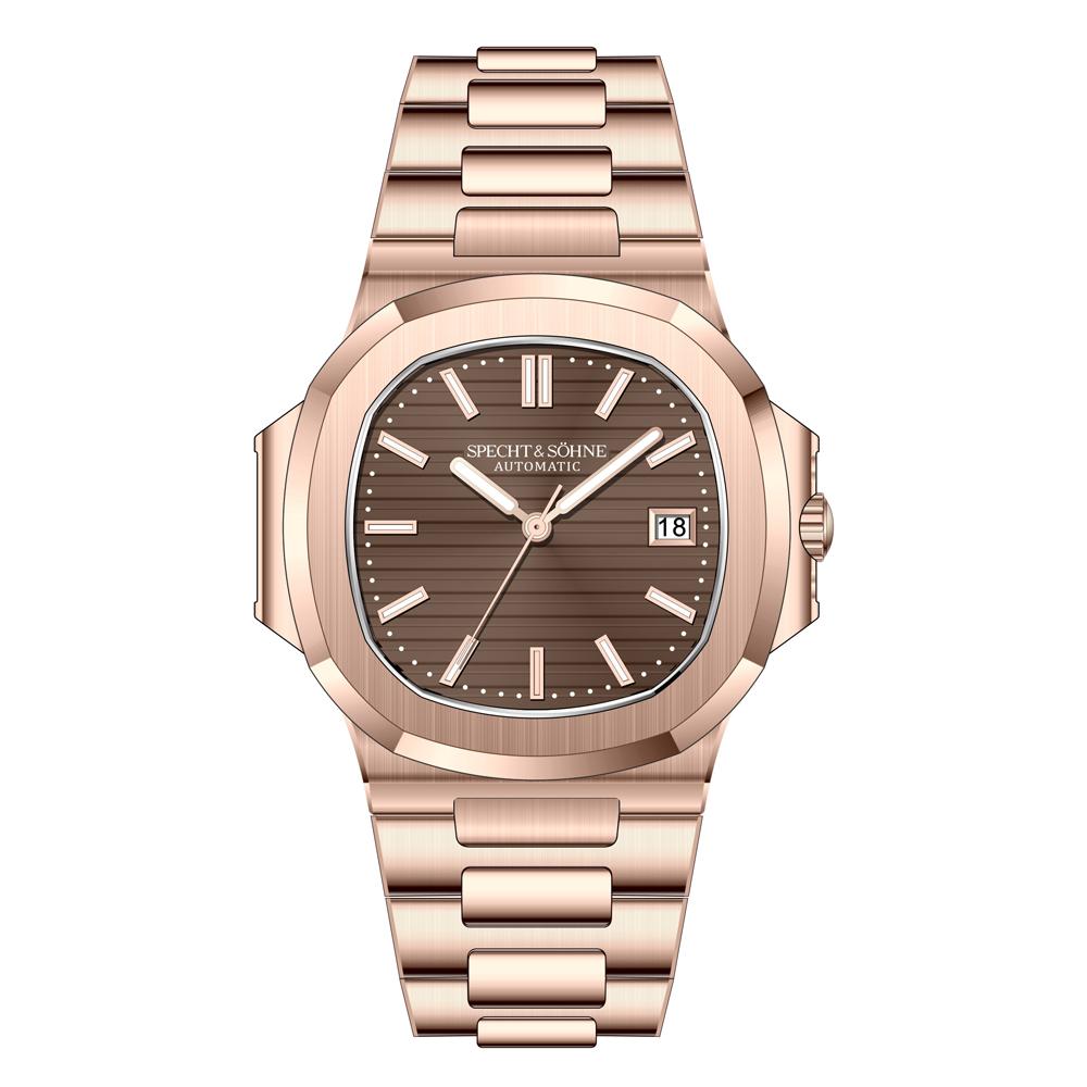 Neu Specht & Söhne Herrenuhren Mechanische Uhr Japan Miyota 8215 Movt Roségold Edelstahl Classic 5711 Uhr Wasserdicht 40MM-Dial-Diameter--Versions