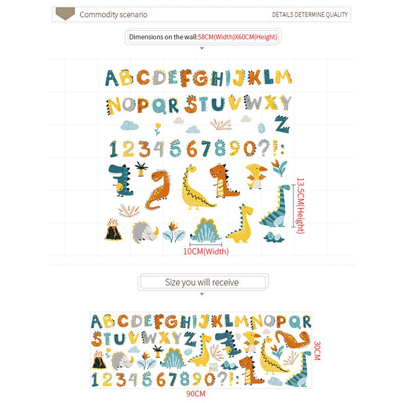 Dinosaurier Alphabet Cartoon Wandaufkleber Home Wohnzimmer Dekor Vinyl Wandtattoo 1PCS