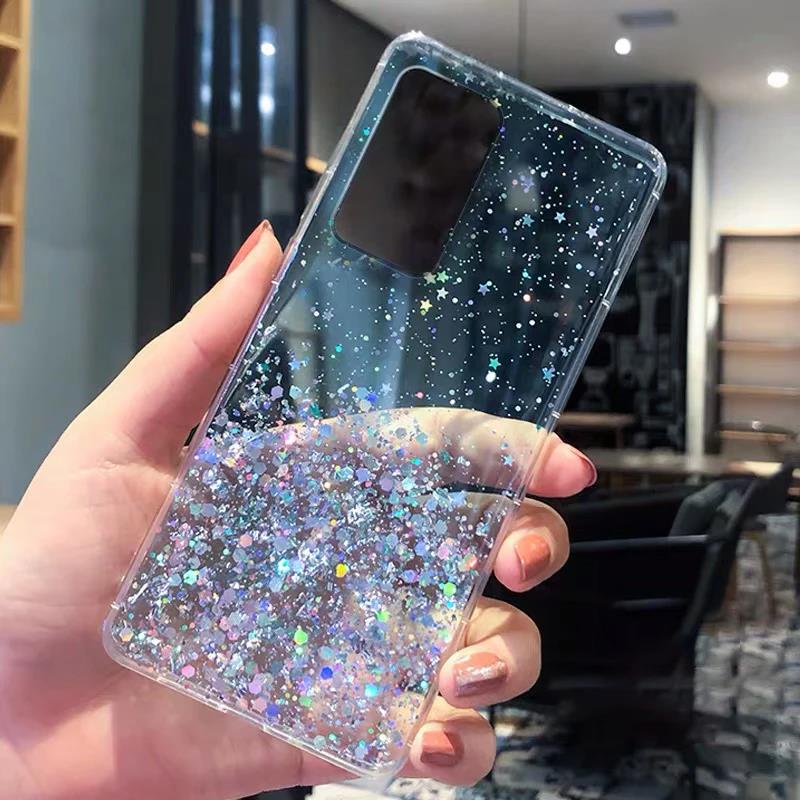 Luxus Glitzer Hülle Für Huawei P30 P40 P50 P20 Pro Lite Transparent Weiche Rückseite Für Huawei P9 P10 Plus Stoßfeste Rückabdeckung P40 LITE 5G grün
