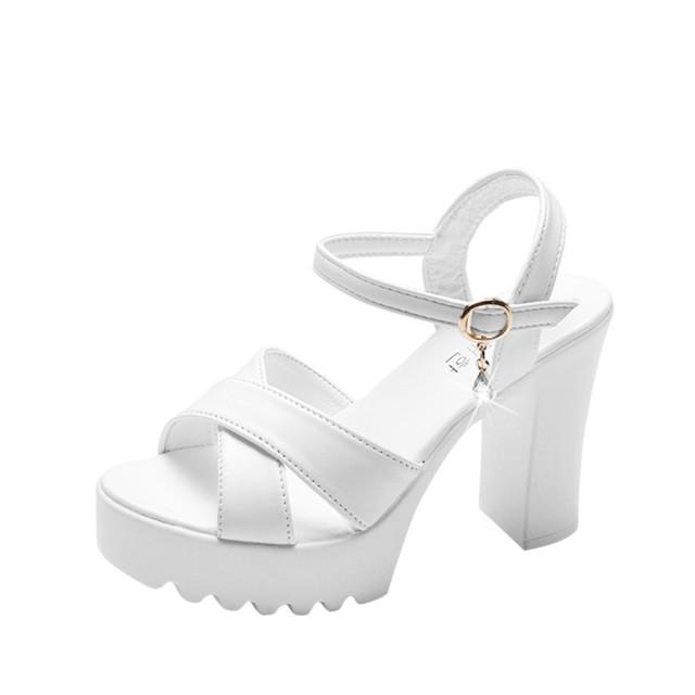 Frauen Fisch Mund Plattform High Heels Keile Schnalle Hang Sandalen Frauen Schuhe Frau Plattform High Heels Sandalen High Heels 38 weiß