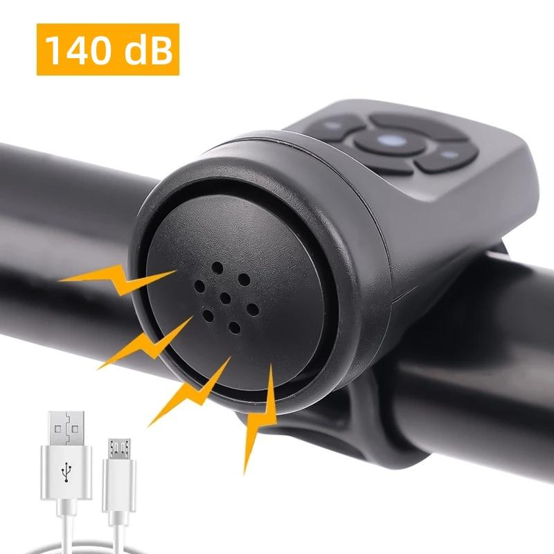 Neue USB Aufladbare Fahrrad Motorrad Elektrische Glocke Horn 4 Modi Mountain Road Radfahren Alarm Horn Fahrrad Zubehör 1pc schwarz