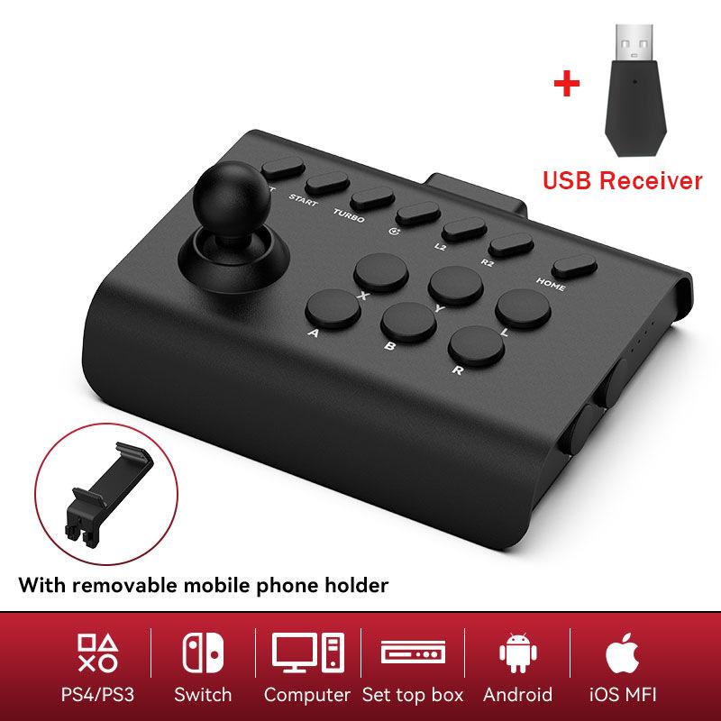 VAORLO Arcade Game Stick Joystick Controller für Nintendo Switch PS4 PS3 8bitdo Ultimate Pandora Box PC IOS Handy Black With Receiver