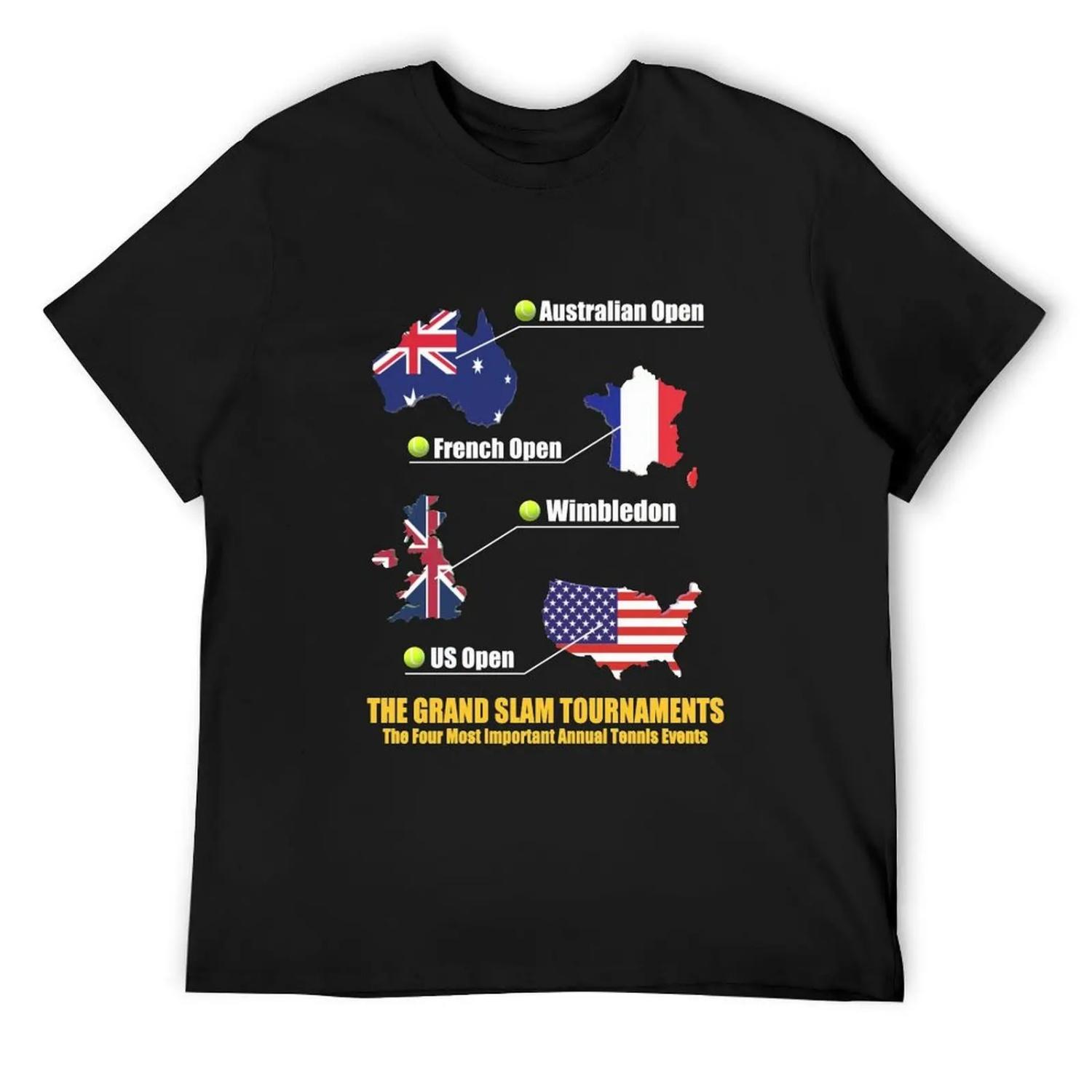 Grand Slam Turniere-Jährliche Tennisveranstaltungen T-Shirt Sommer Oberteile Vintage Grafik T-Shirt Vintage T-Shirts Herren Kleidung XXXL
