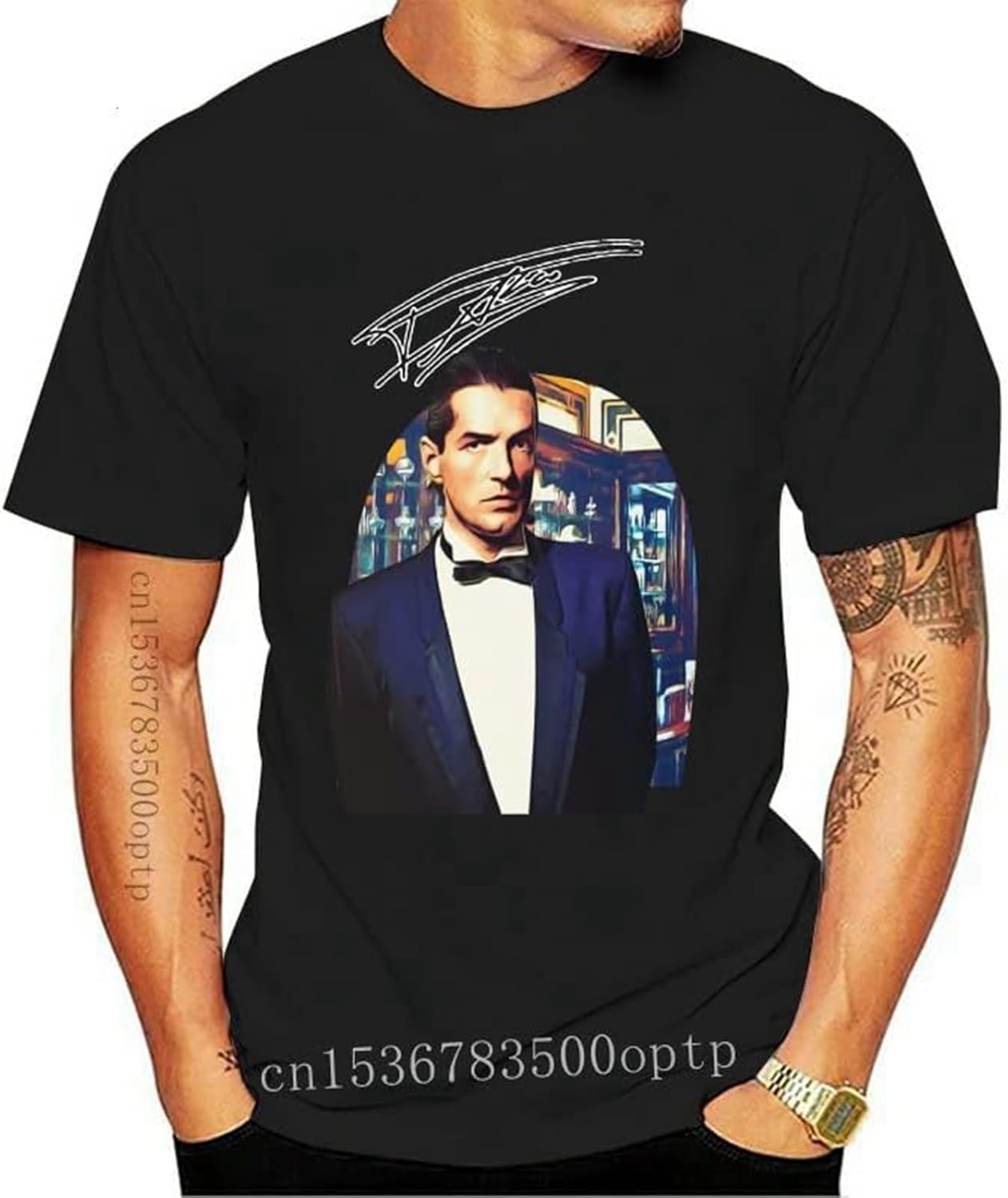 Falco im Café T-Shirt Grafikdesign Fotomanipulation Collage Café Demel Wien Österreich 3XL schwarz