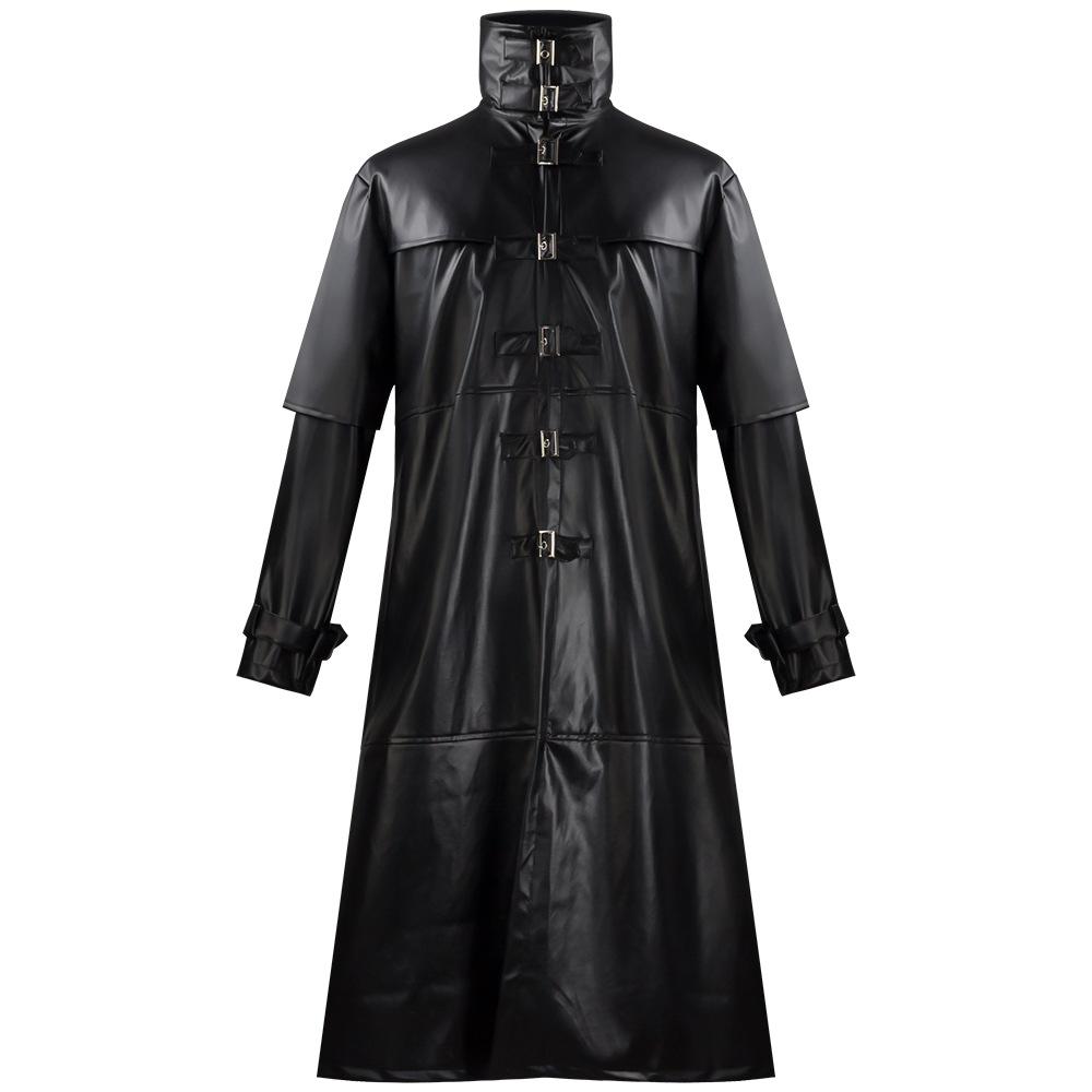 Pestdoktor-Anzug, mittelalterliche Vintage-Lederjacke, eng anliegende lange Herren-Lederjacke, Halloween 5XL schwarz
