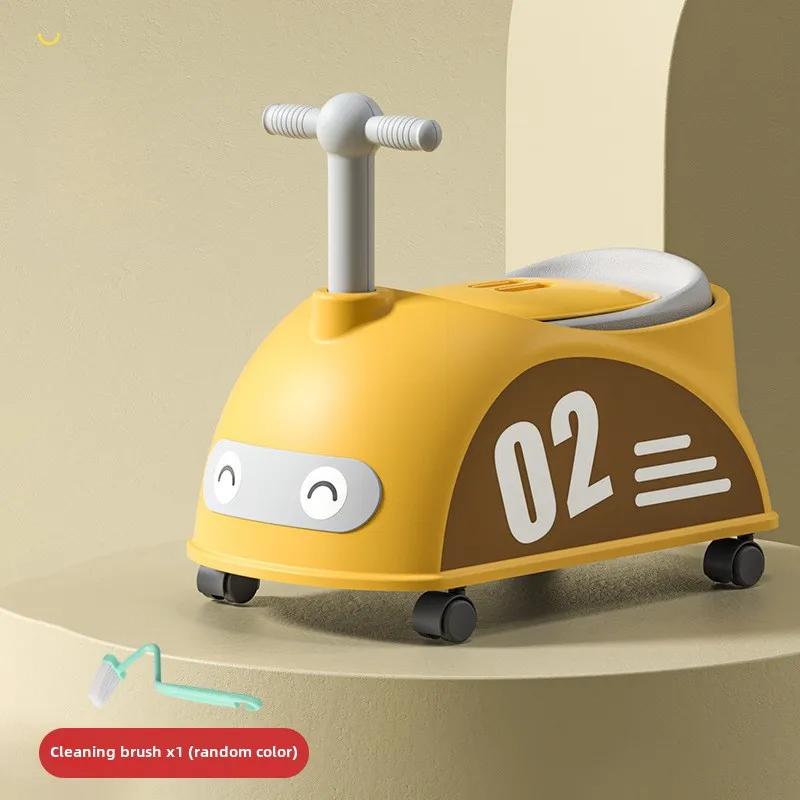 Baby Autoform Toilette Tragbar Rutschfest Baby Töpfchen Kleinkind Trainingstoilette mit Rollen Multifunktionale Toilette Kindergeschenke gelb