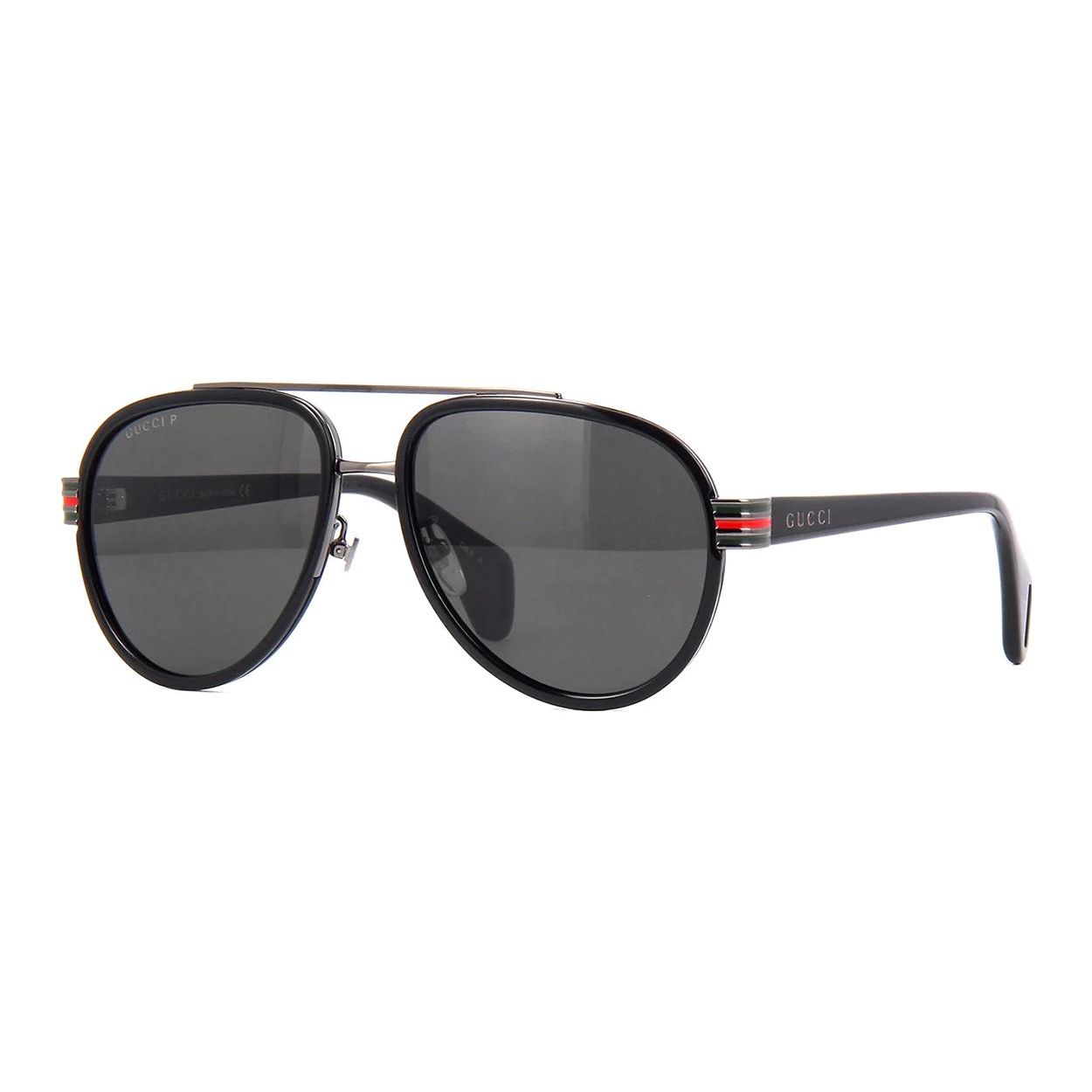Gucci Logo Piloten Sonnenbrille Herren Sonnenbrille Schwarz GG0447S-001 Dust Bag+Eyeglass Case (Random Color)