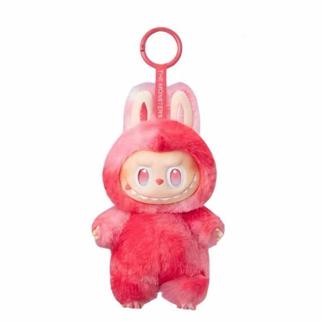 Beliebte Labobo Dritte Generation Plüsch Schlüsselanhänger Trendiger Bubble Mart Weiche Kurze Vinyl Plüschpuppe Spielzeug Niedlicher Cartoon Anhänger für Schultaschen Handtasche Auto rot