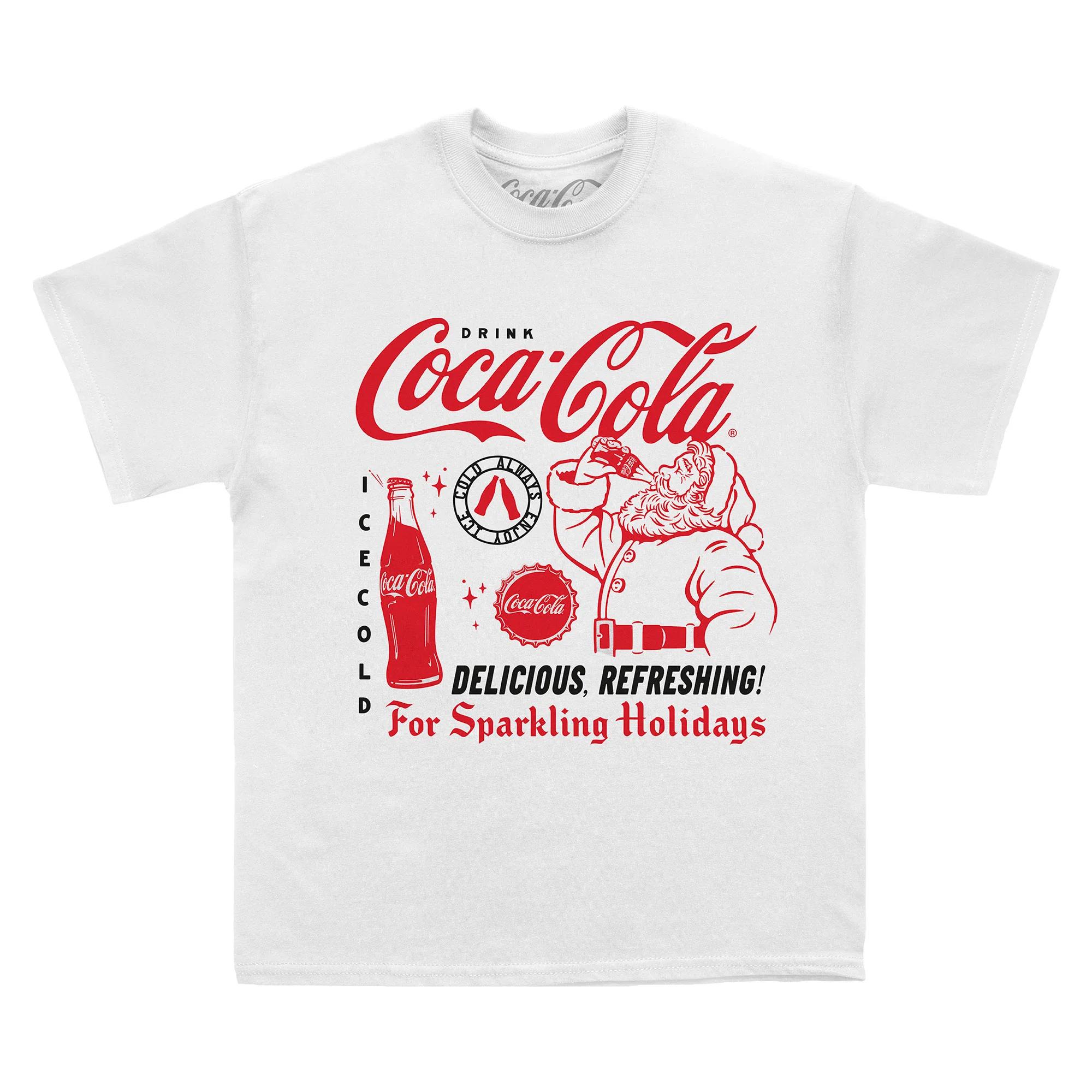 Coca-Cola Unisex-T-Shirt für Erwachsene mit Weihnachtsmann-Flasche XXL weiß