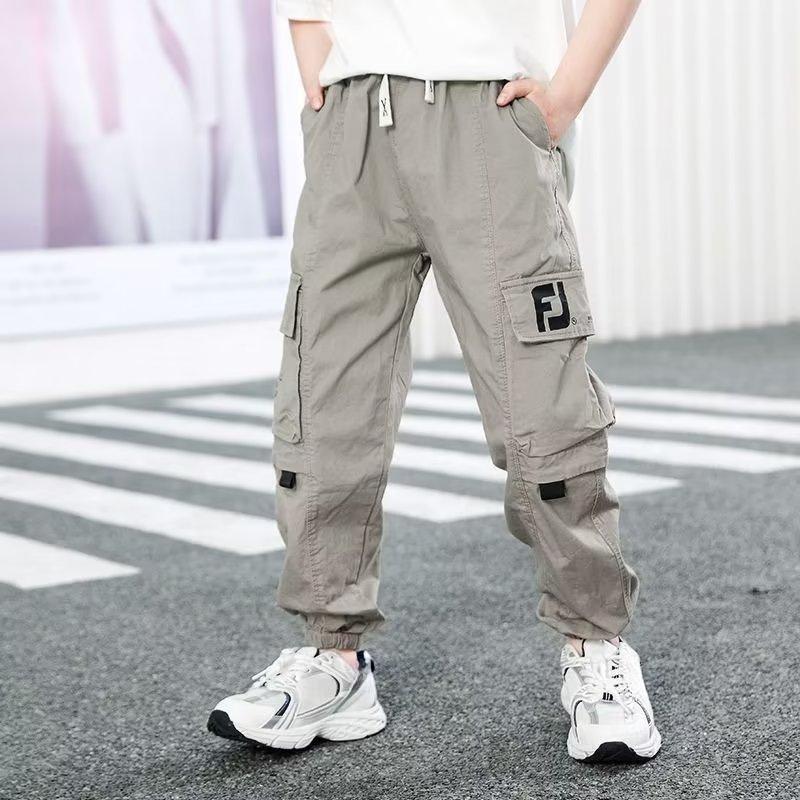 Frühling Herbst Jungen Freizeit Cargohosen Buchstaben Print Locker Sport Hosen Teenager Jungen Baumwollhosen 170 khaki