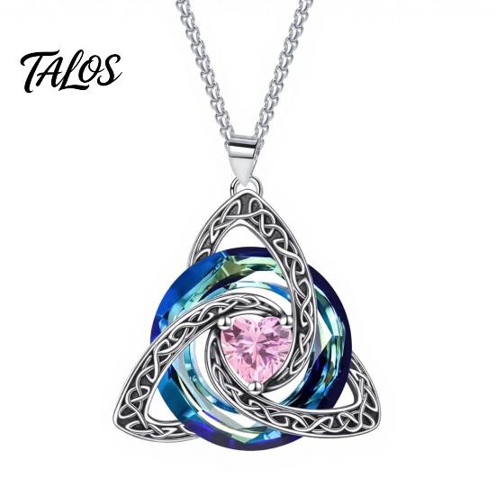 Ewiger Erinnerungsschmuck Keltisches Knoten-Geburtsstein-Halskette für Frauen, Zirkonia-Anhänger-Halskette, Personalisierte Geburtstagsgeschenk Irischer Schmuck, Ihre Frau October gray