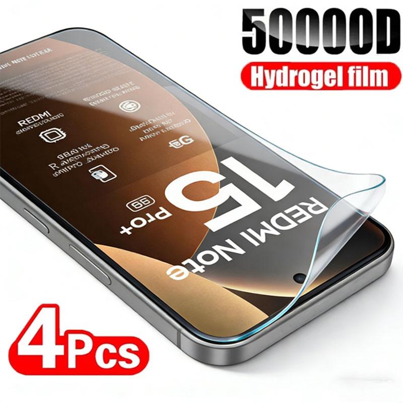 4 Stück Hydrogel-Folie für Xiaomi Redmi Note 15 14 13 Pro Plus Weicher Displayschutz für Redmi Note 12 12S 11S 10S 11 HD-Folie Redmi Note 14 4G weiß