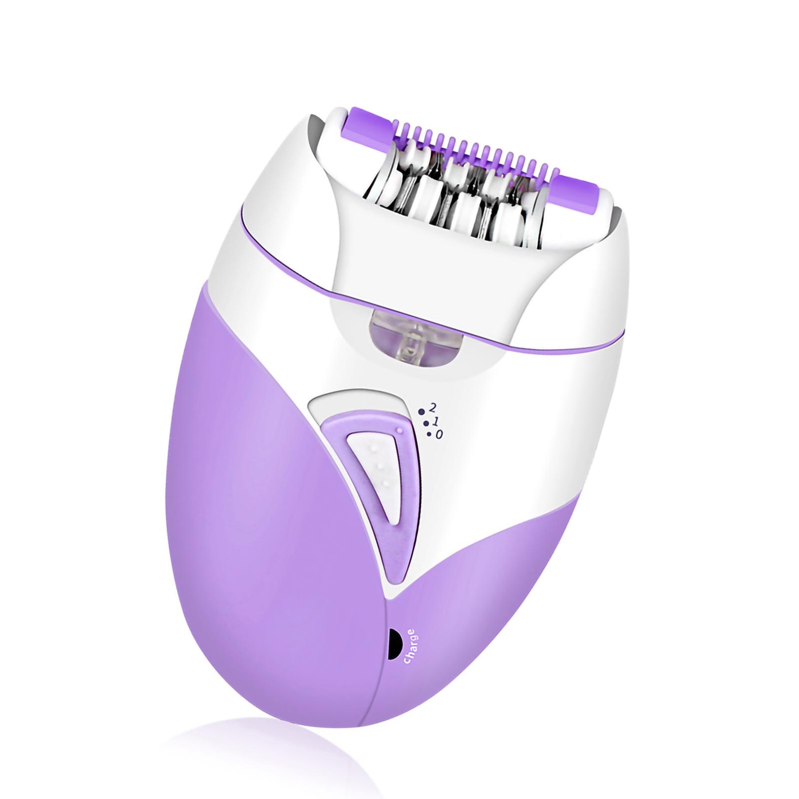 Elektrischer Epilierer zur Haarentfernung, wiederaufladbar, abnehmbarer Kopf, für Damen und Herren, Haarschneider, Lila violett