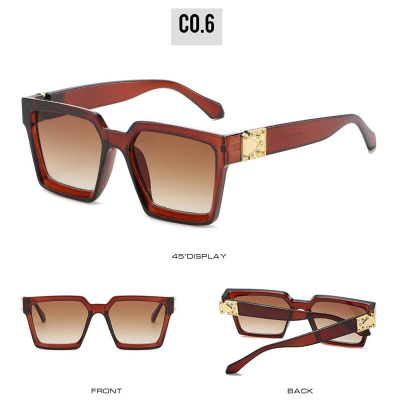 Übergroße quadratische Damen-Sonnenbrille im Vintage-Stil mit schwarzem und rotem Leopardenmuster für Männer, Sonnenbrille ohne Polarisation kaffeebraun