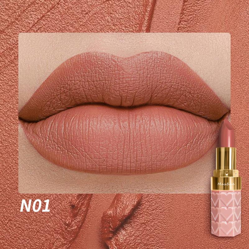 MAXFINE 18-Farben-Lippenstift-Set, matt, matt, mit Antihaftbeschichtung, lichtbeständiger Lippenstift N01