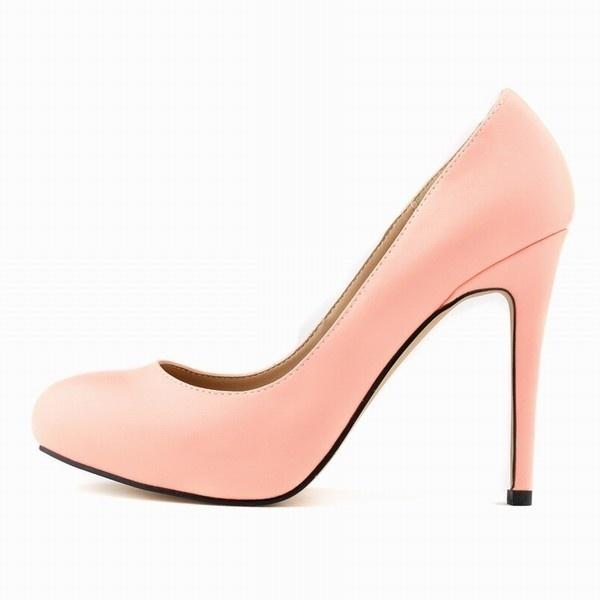 Große Größe 43 Damen Pumps Stilettos Runde Zehenpartie Mode Klassisch Sexy High Heels Plateau Nude Work Damen Pumps Hochzeitsschuhe 40 rosa