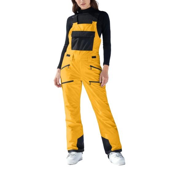 Unisex Wasserdichte Skihose Isoliert Winddicht Schnee-Latzhose Thermische Snowboard-Overalls mit Verstellbaren Schulterträgern für Winter Outdoor Schneesport S gelb