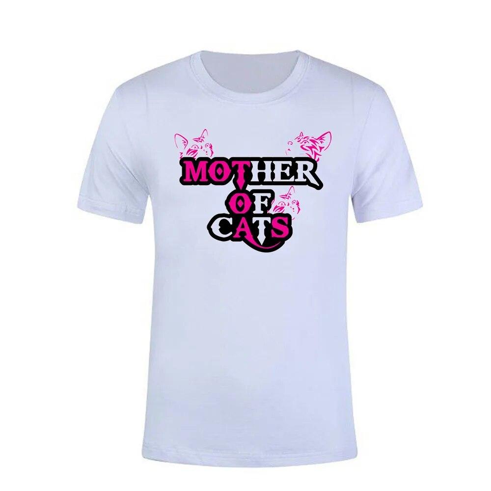 Mutter der Katzen Lässige T-Shirts Harajuku T-Shirts T-Shirts Damen Tops T-Shirts Kurzarm Plus Size XXXXL weiß